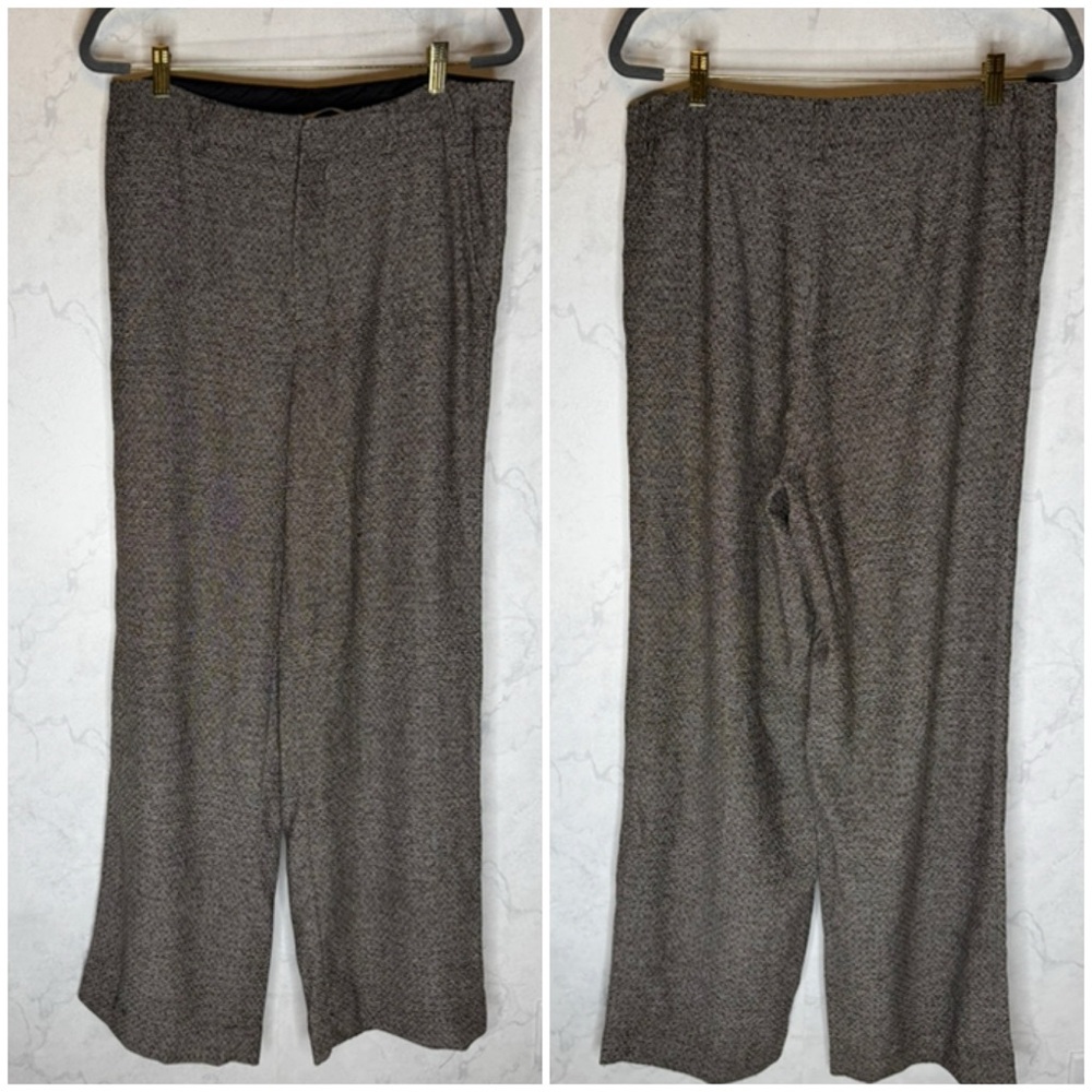 Soft surroundings Brown herringbone high waist wide leg trousers